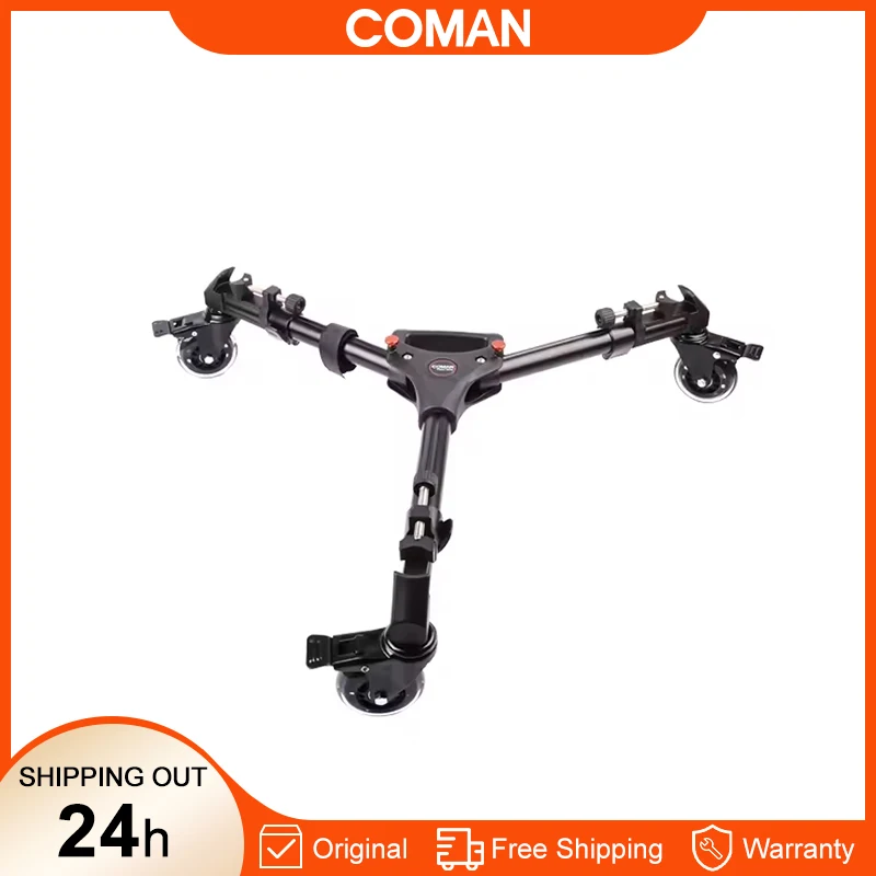 

COMAN DF2 Universal Camera Photography Tripod Dolly 3 Wheels Stand Pulley Base For Camera Camcorder and Lighting Equipment Black