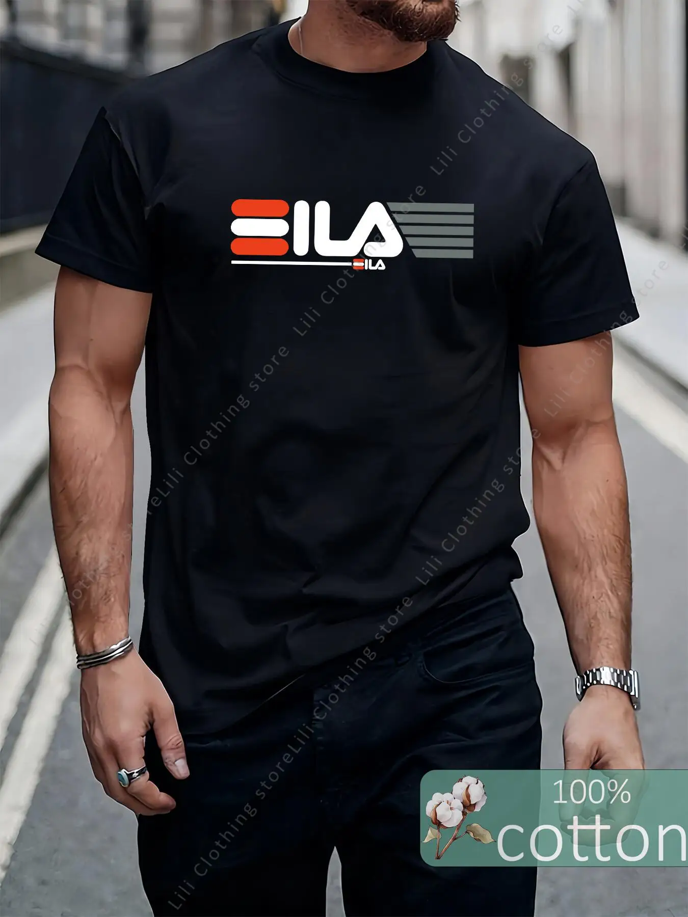 Cotton T Shirt For Man In Summer Y2K Street Letter Graphic Print Oversized Short Sleeve Tees Tops High Quality Tees Men T-shirts
