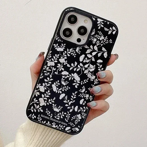 

Upgrade Acrylic Border White Flower Phone Case Cover for IPhone 11 12 13 14 15 16 Pro Max Case for IPhone 16 Pro