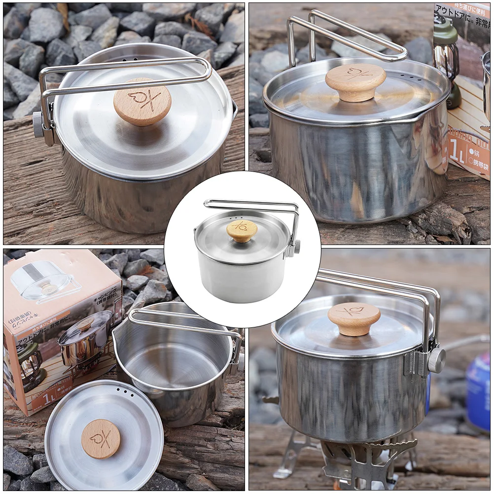 

Stainless Steel Instant Noodle Pot Outdoor Cooking Camping Accessories Picnic Tool Travel Noodles Hiking Cooker Portable Kitchen