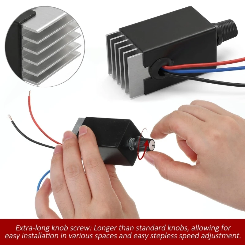 Motor Speed Regulator 12V 24V with Knob, 3 Wire Fan Wiring Part with Heat Sink for Vehicle Blower Repair, Replacement M4YD