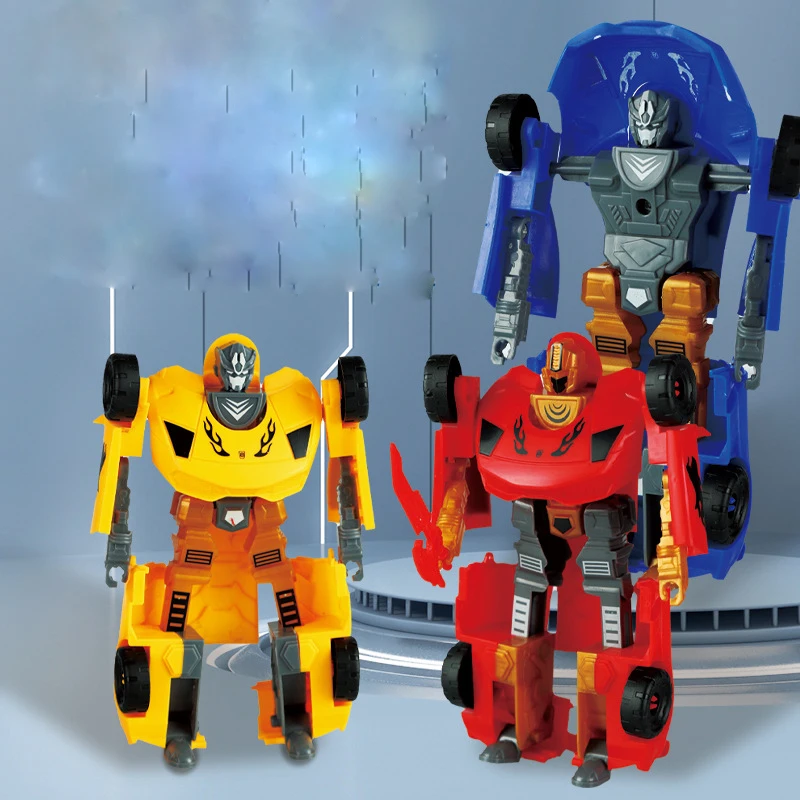 1 stks Mini Transformatie Auto Kids Klassieke Robot Auto Speelgoed Cartoon Figuren Plastic Vervorming Speelgoed Kinderen Jongens Ornamenten Geschenken