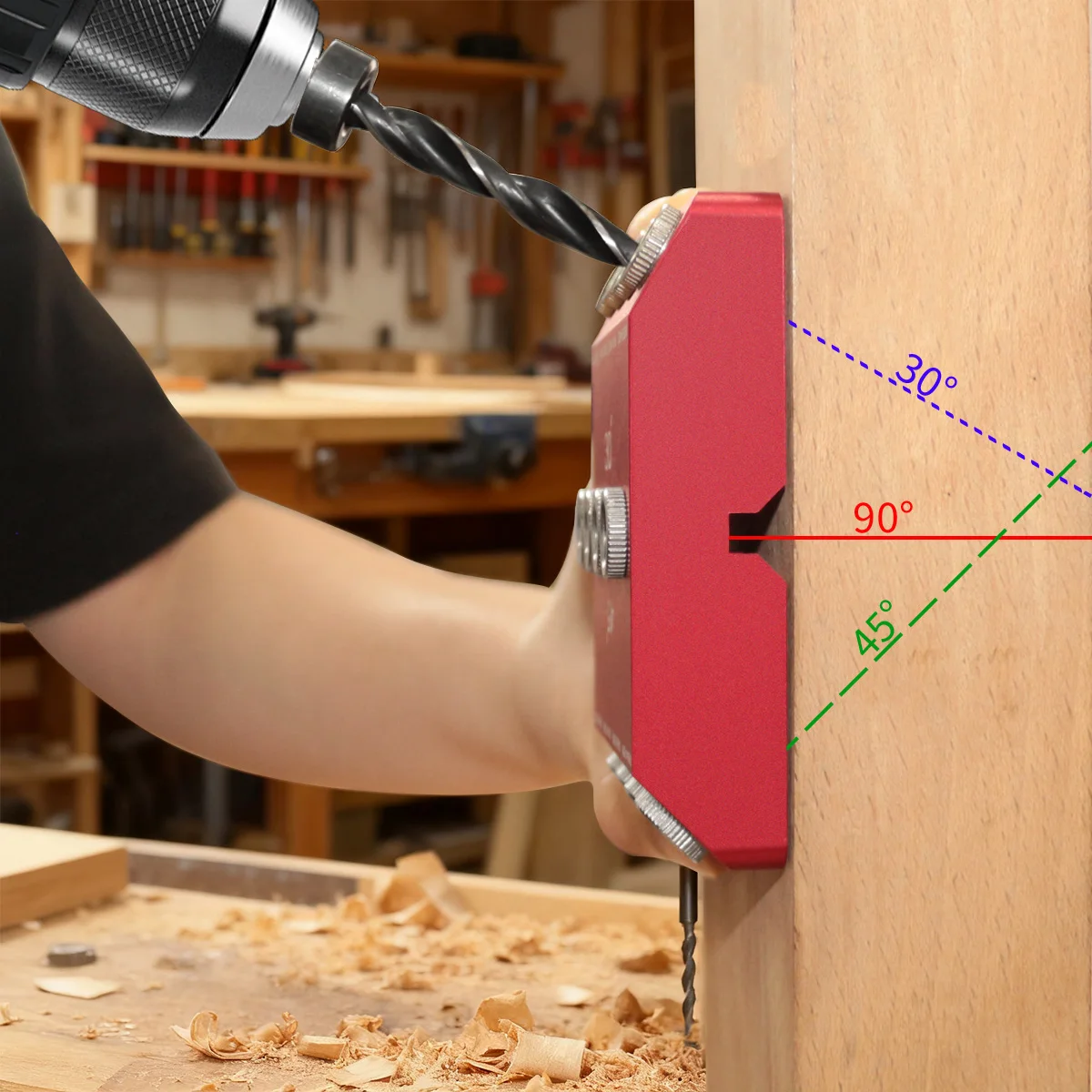 

Multi Angle Drill Guide Jig 30 45 90 degree for Angled Holes and Straight Hole All Metal Jig for Stairs Handrail, Cable Railing