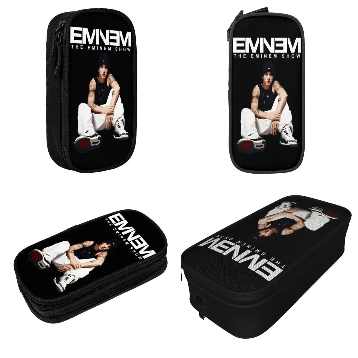 Imagem -02 - Eminem Hip Hop Lápis Case Fun Music Album Pen Holder Bags para Estudante Grande Armazenamento Office Zipper Pouch