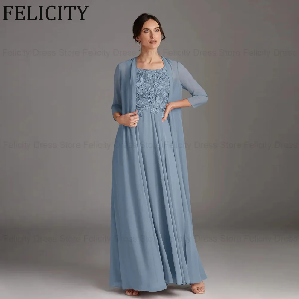 

FELICITY Customized 2 Pieces Elegant Mother of the Bride Dress 2026 with Jacket Wedding Guest Dress Lace Long Party Evening Gown