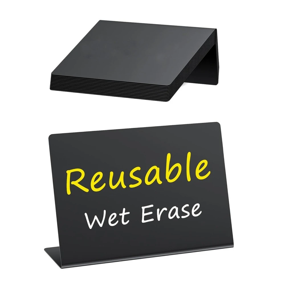 10Pcs Mini Chalkboard Signs PVC Small Chalkboard Black Mini Tabletop Chalkboard Signs for Wedding Birthday Parties Message Board