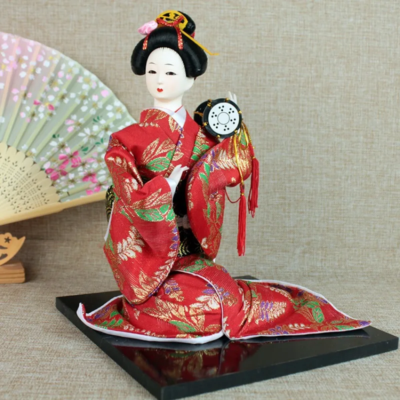 Sitting Posture Style14-inch Japanese Kimono Geisha Doll, Silk Figure, Japanese Cuisine Decoration, Hotel Supplies New Year Gift