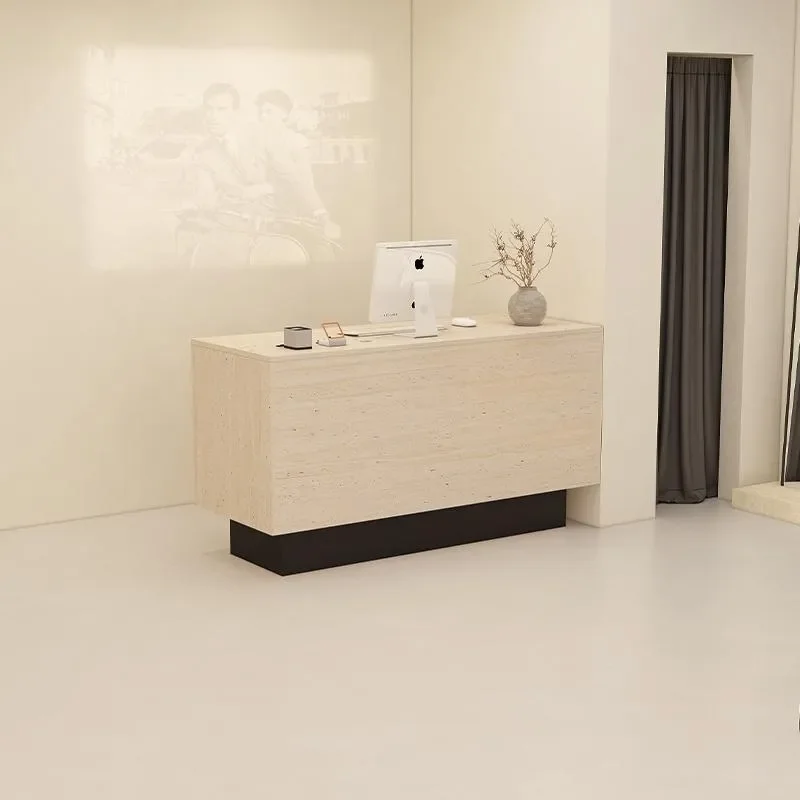 Modern Two Tone Reception Desk Compact Counter for Barber Shop Boutique Retail Store Front Office Cashier Station