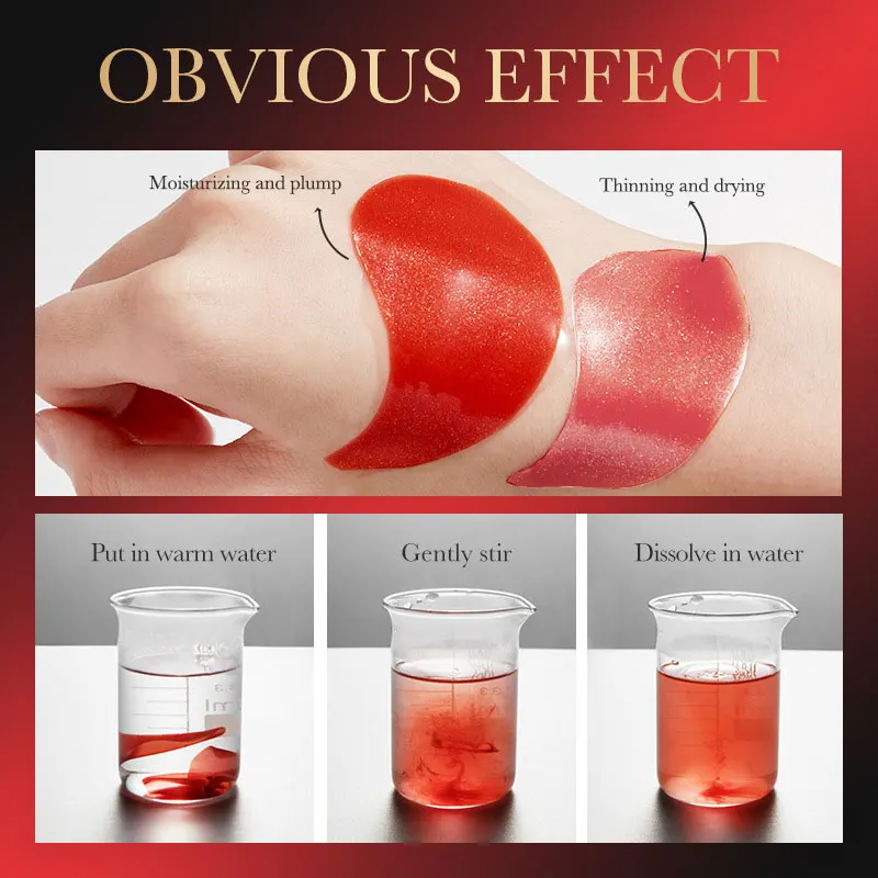 60 pz SADOER Rosso Melograno Collagene Maschera per gli occhi Rassodante Anti Cerchi scuri Rimuovere gli occhi Borsa Idratante Patch per gli occhi Occhi Cura della pelle