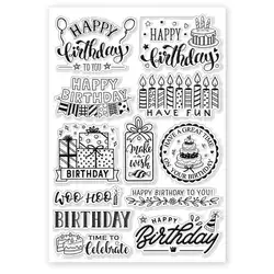 2024 New Happy Birthday stamp Clear Stamp for Scrapbooking Transparent Silicone Rubber DIY Photo Album Decor 326