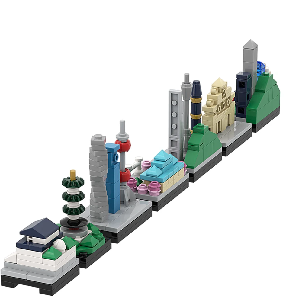 Gobricks MOC Landmark ปักกิ่ง Tiananmen Square Skyline สถาปัตยกรรม Building Block ชุด Oriental Pearl TV Tower อิฐของเล่นเด็ก