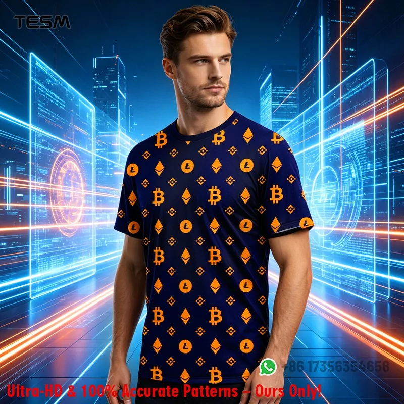 T-shirt à motif Crypto pour hommes, imprimé Bitcoin Ethereum Litecoin, Techwear, à manches courtes, décontracté, pour le bureau, pour les fans de Blockchain