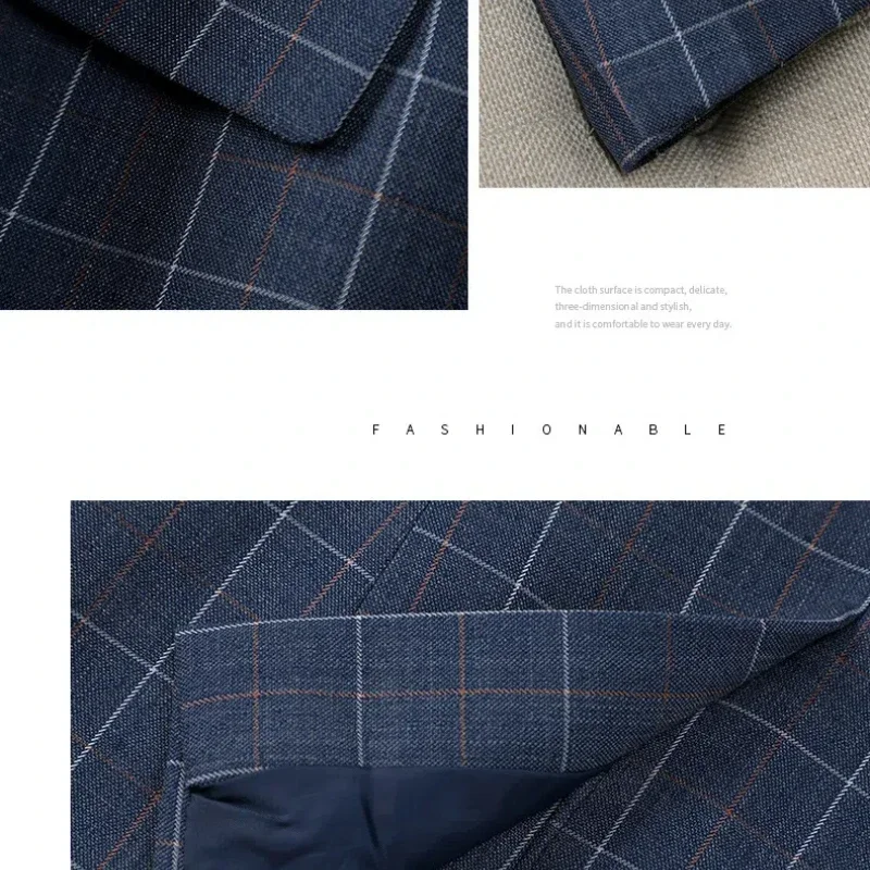 Picture 4: Plus Size Apricot Plaid Blazer Suits British Style Capable Fashionable High-end Professional Clothing OL Clothes Women Suits