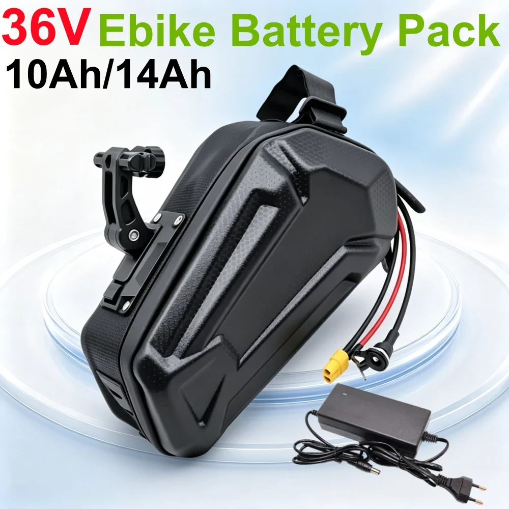 36V10Ah/14AhWaterproof Lithium BatteryPack with Waterproof BagCharger for 150W‑750W Rechargeable ReplacementE‑bike Power Battery