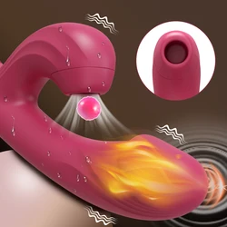 Clit Sucker 2 in 1 Vibrator Dildo for Women G-Spot Clitoris Vacuum Stimulator Heating Dildo  Female Sex Toy Adults Goods