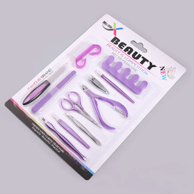 11Pcs/Set Nail Supplies Tools Makeup Tool Nail Care Suction Dead Skin Removal Clean Thick Hard Toenail Insert Nail Clipper Set