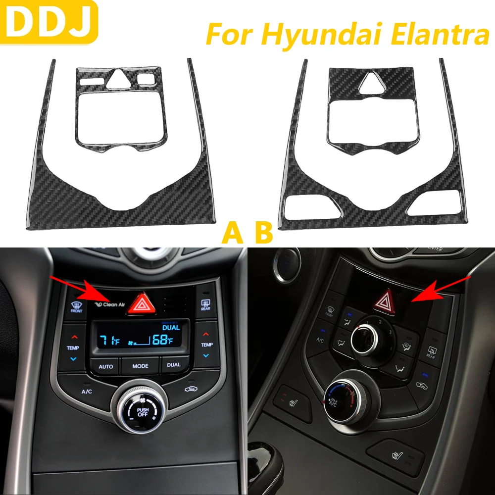 

For Hyundai Elantra 2011-2016 Carbon Fiber Central Control Heated Seat Warning Light AC Panel Trim Cover Car Accessories Sticker