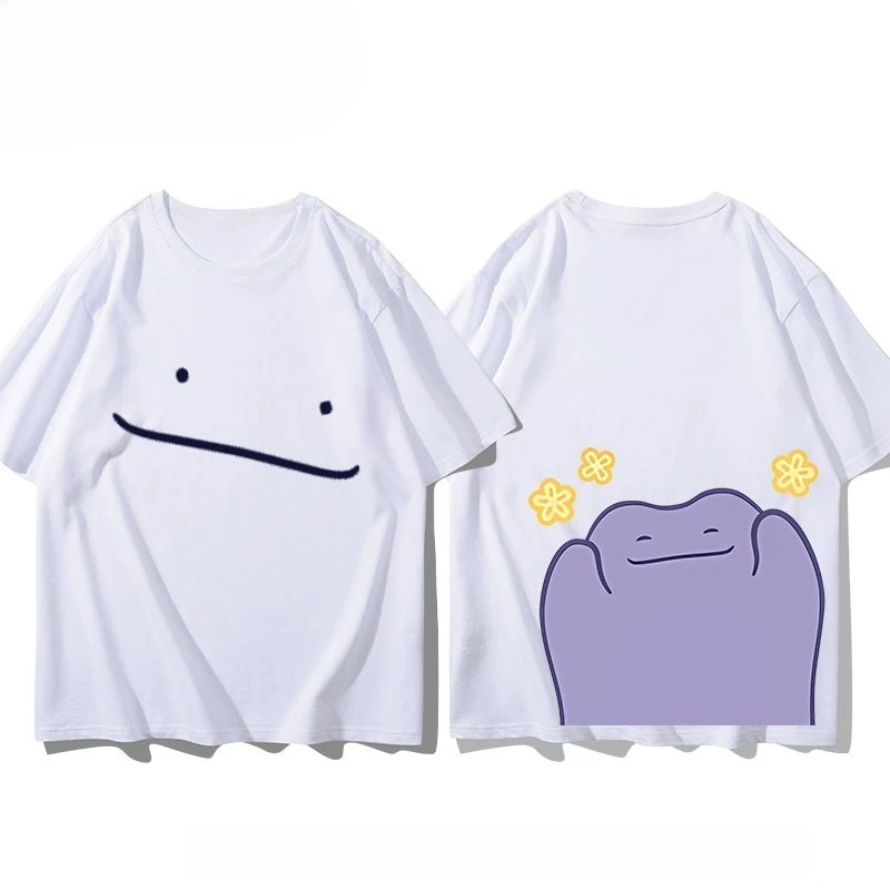 Pokemon 30th Anniversary Ditto Front and Back Printed T-shirt for Men's and Women's New Summer Style Y2K Harajuku Style T Shirt