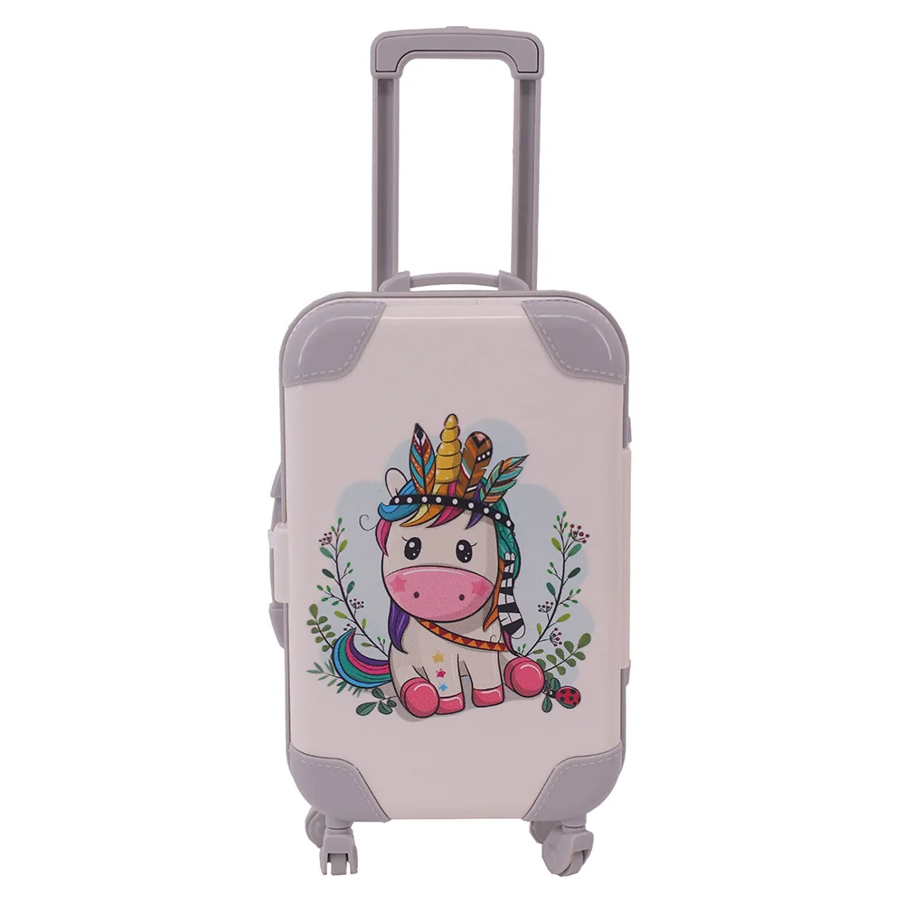 Mini Luggage Doll Accessories Suitcase Cute Anime Printing Unicorn/Cat For 30Cm Duck lalafanfan/18 inch Girl's/Paola Reina dolls