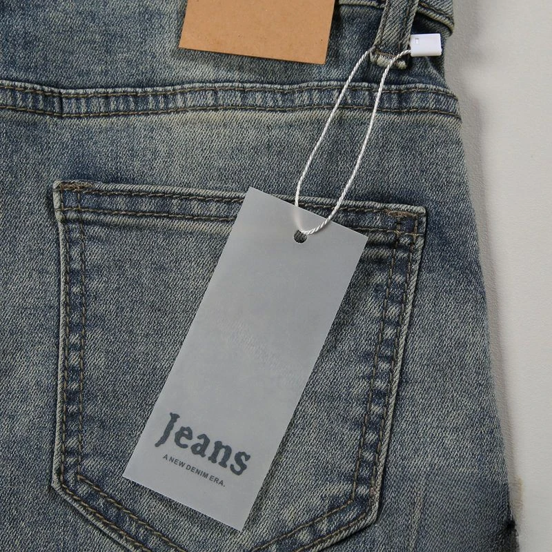 Fashion Jeans Hanging Tags Film Plastic Hangtags Trendy Clothing Labels Price Size Rectangle Sub-tags Transparent Plates Custom