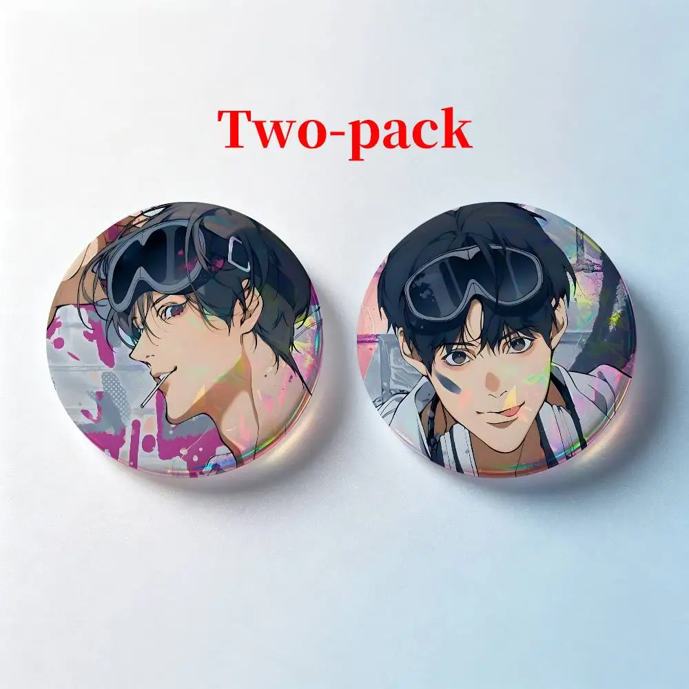 L-Lost In The C-Cloud 2 Pieces Badge Set Icons Badges Creative Meme Figure Round Tinplate Brooch Bag Clothes Accessories