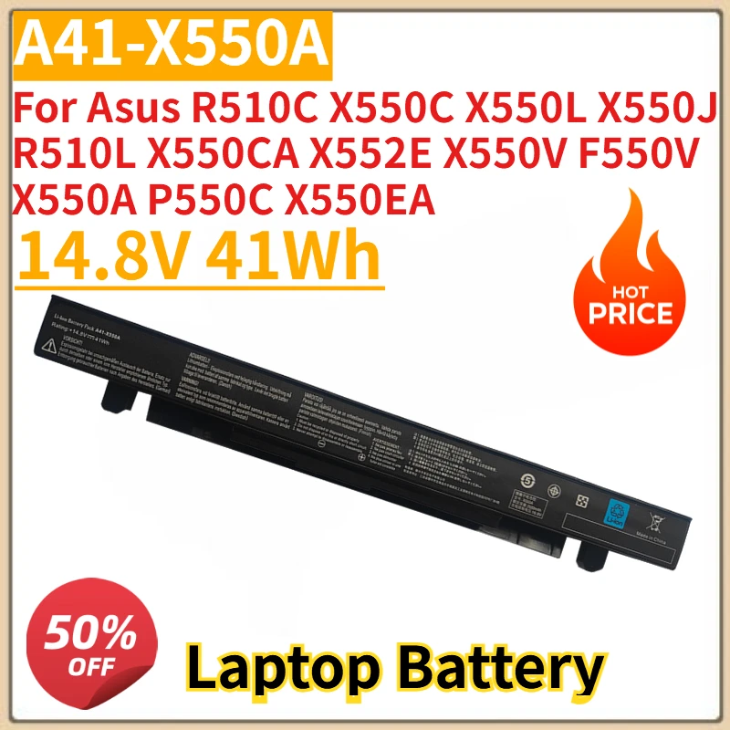 New 14.8V 41Wh Laptop Battery A41-X550A for Asus R510C X550C X550L X550J R510L X550CA X552E X550V F550V X550A P550C X550EA