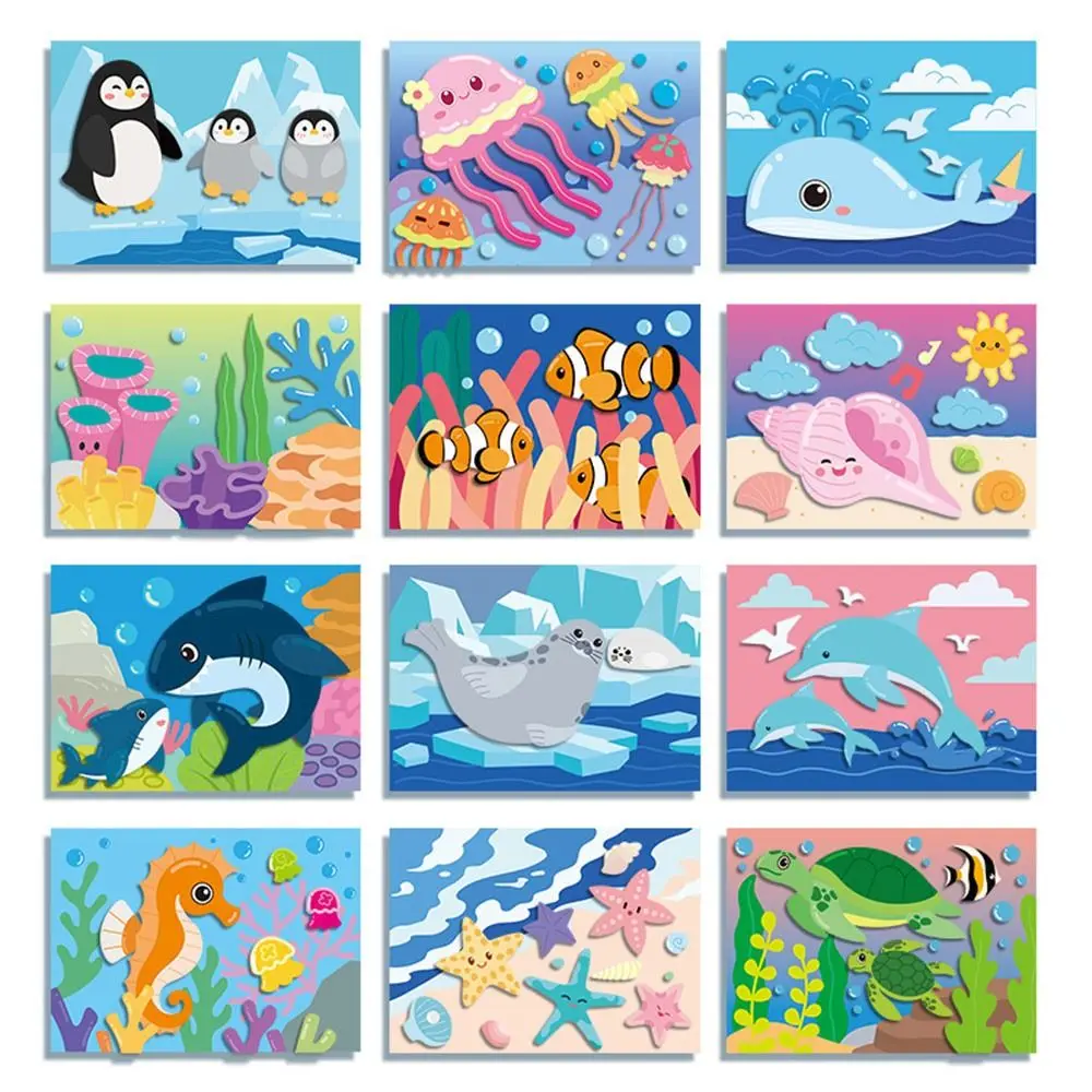 Pegatina de papel 3D DIY Multicolor, pegatinas artesanales con patrón de dibujos animados de iluminación, diseño creativo