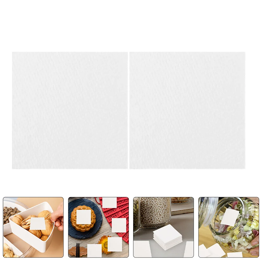 

100pcs 3Cm Square White Plant Fiber Dehumidifying Sheets For Biscuit Cans Chip Containers Food Storage Moisture Absorber
