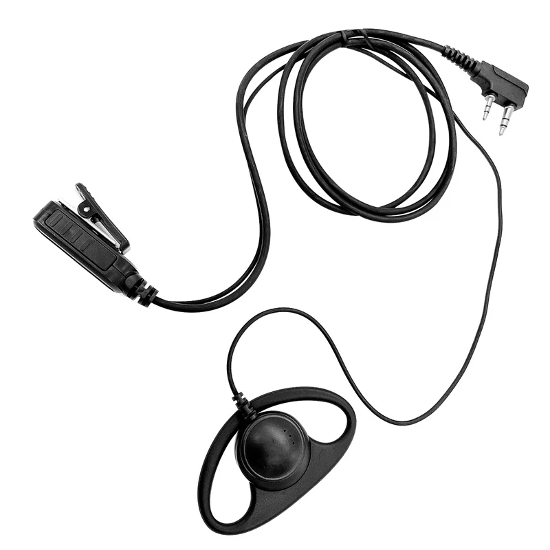 Mic PTT Mic Earpiece for Baofeng and Kenwood, D-shape Headset, Ear Hook