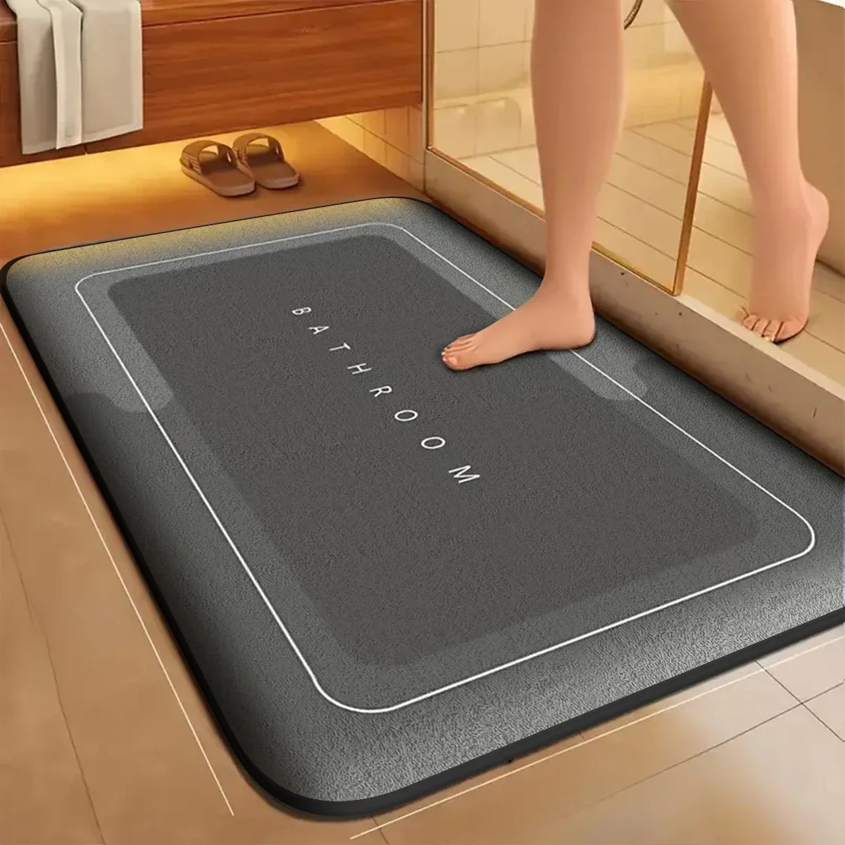

Simple flannel bathroom furry shower room non-slip floor thick sponge toilet absorbent floor bedroom door