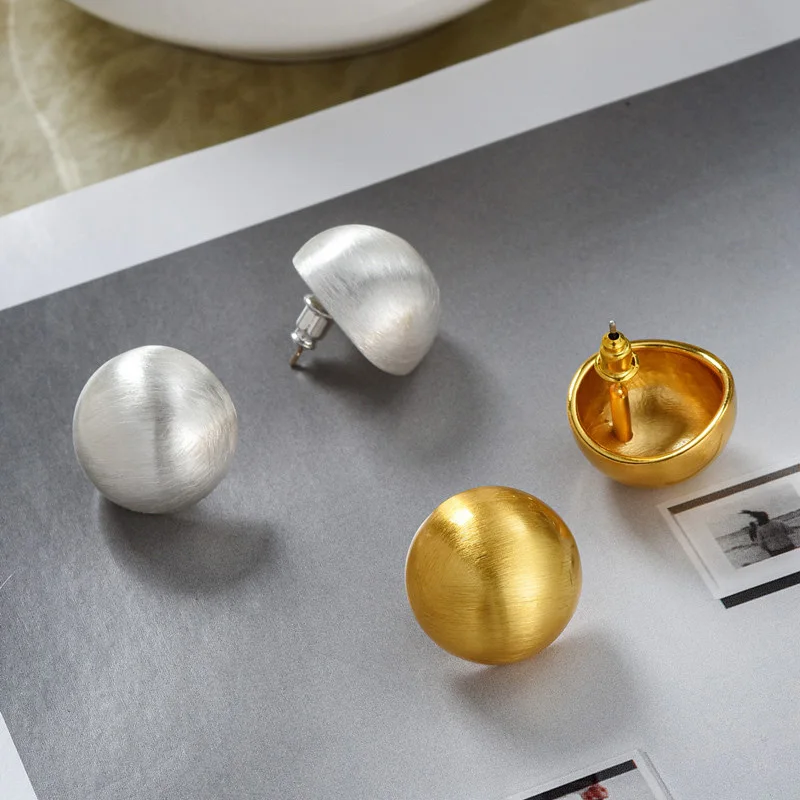Foxanry Minimalist Scrub Ball Geometric Stud Earrings For Women Creative Trendy Temperament Classic Daily Party Jewelry Gifts