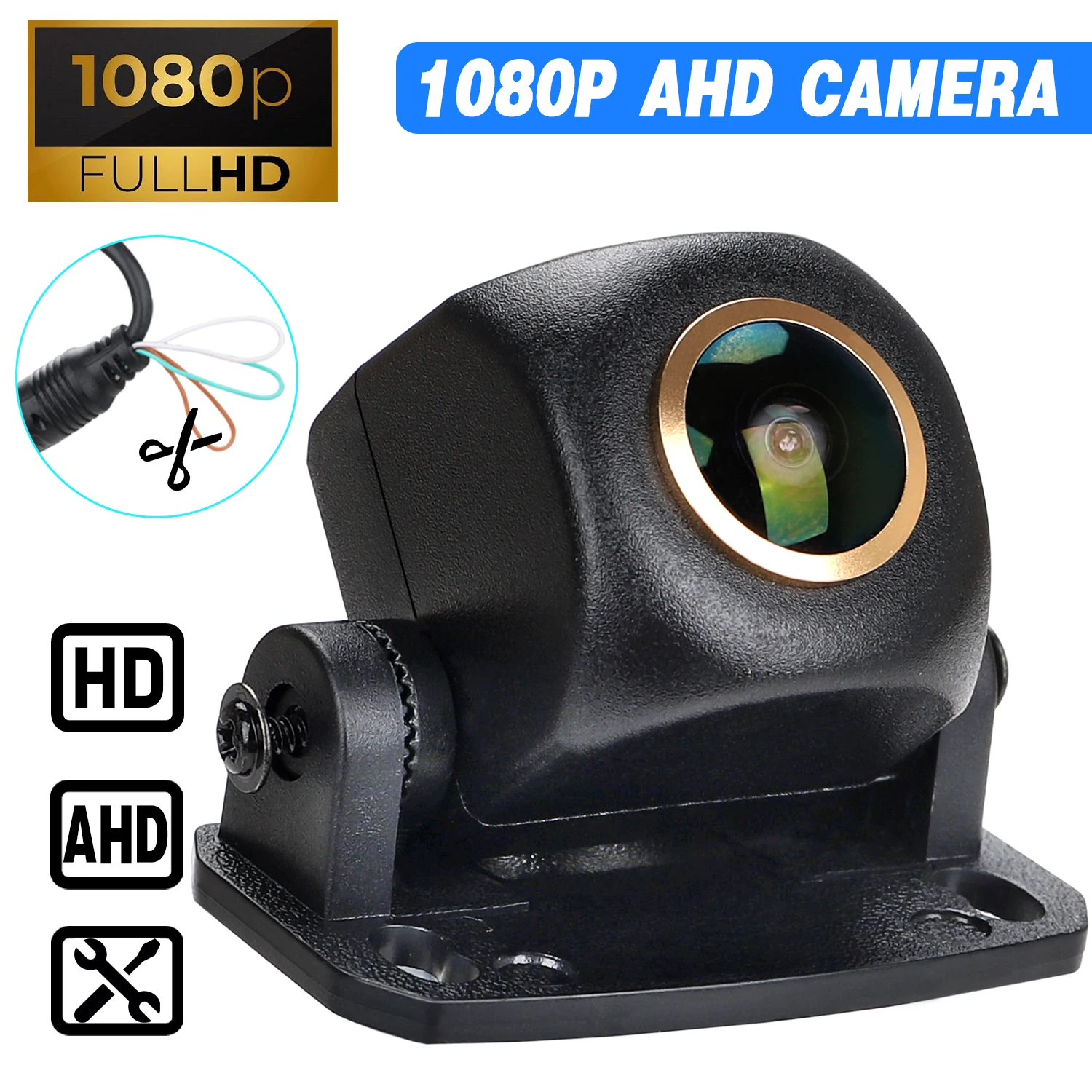 كاميرا احتياطية عالية الدقة مع خطوط دليل وقوف السيارات، كاميرا AHD الجانب الأمامي الخلفي كاميرا عكسية رؤية واسعة Angel Universal لاقط السيارة Tr #1