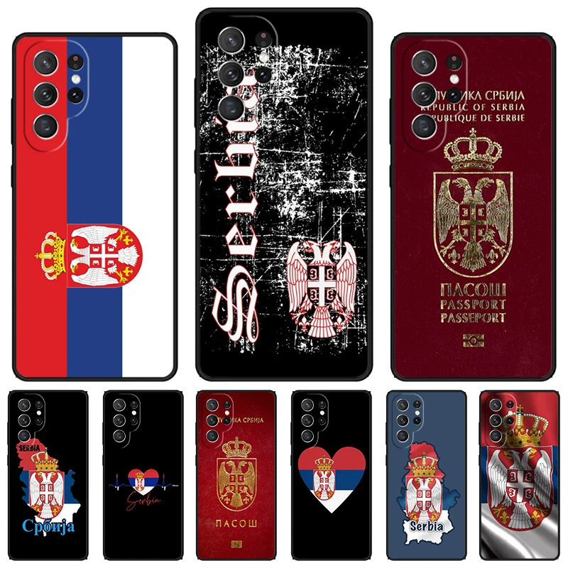 

Чехол для телефона с флагом Serbia для Samsung Galaxy S24 S25 S23 S22 Ultra Note 10 20 Plus S20 S21 FE Cover