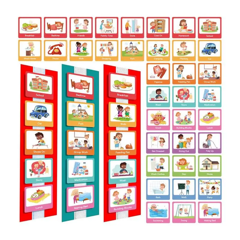 Toddler Visual Schedule Bedtime Routine Chart 60 Behavior Communication Card For Home School Improve Children's Daily Cognition