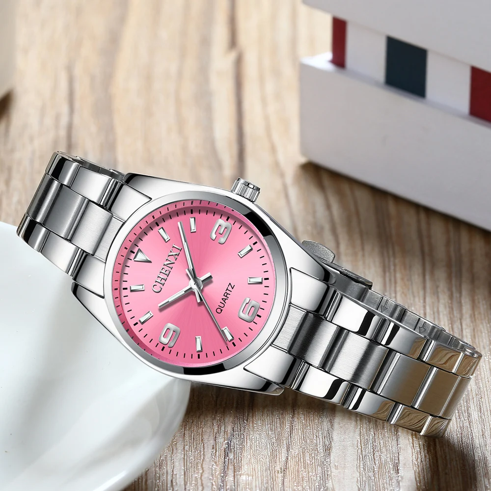 CHENXI Fashion Watches for Women High Quality Quartz Watch Elegant Dress Ladies Stainless Steel Wristwatches White Dial