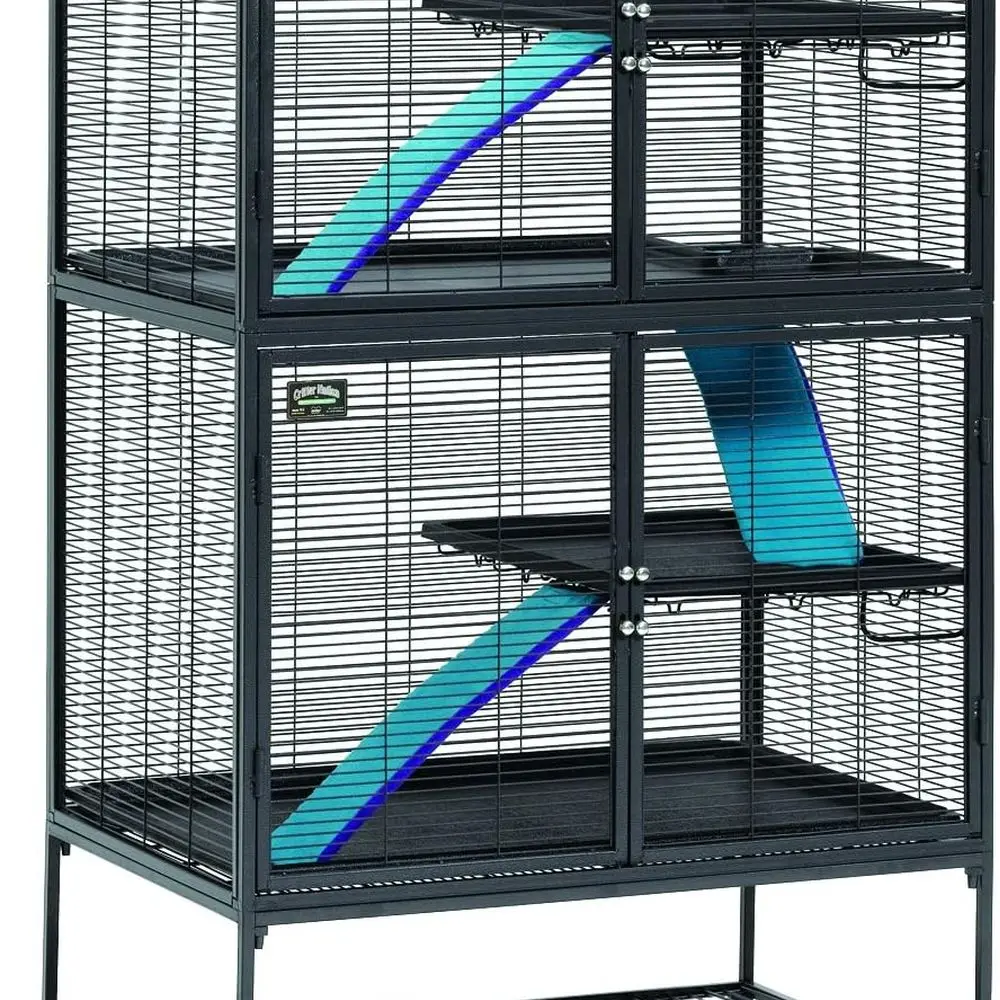 

Double Unit Small Animal Cage,4Tiers,Includes Pan,Shelf,Ramp&Cover, for Rats,Ferrets,Chinchillas,Sugar Gliders