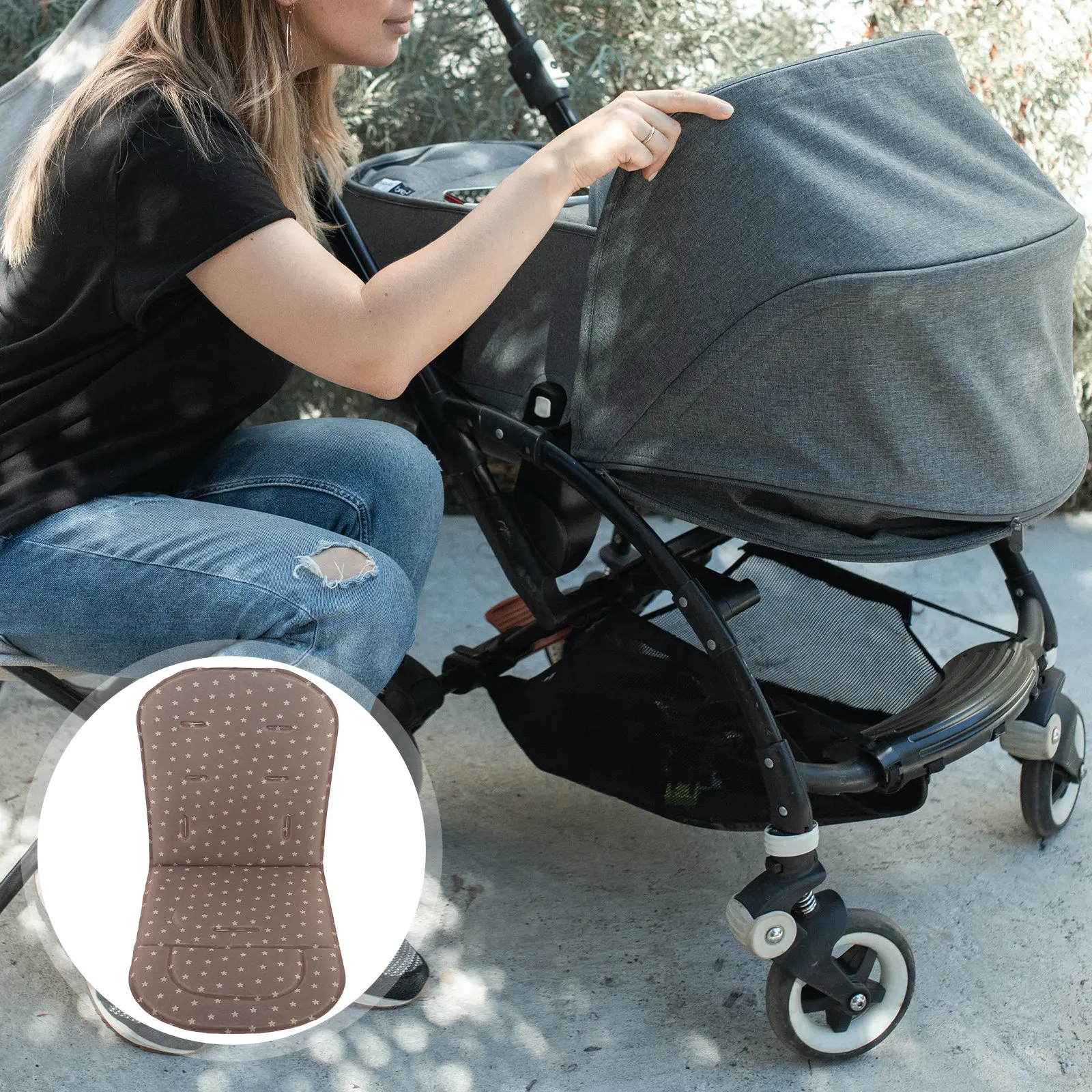 

Universal Baby Stroller Pad Cotton Infant Seat Cushion Soft Breathable Skin Friendly Washable Reusable Stroller Liner Cushion