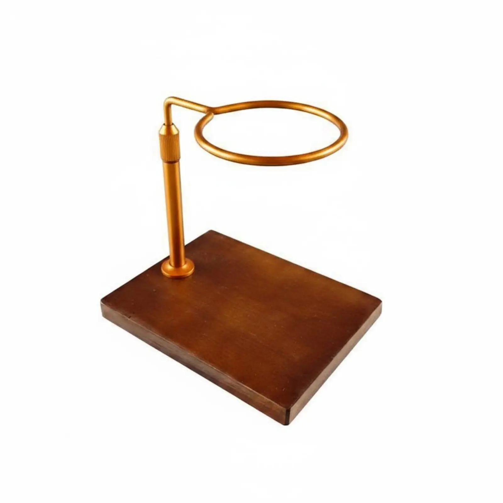 Heavy Duty Coffee Brewing Stand with Solid Wood Base and Adjustable Alloy Loop for Pour over Coffee Accessories