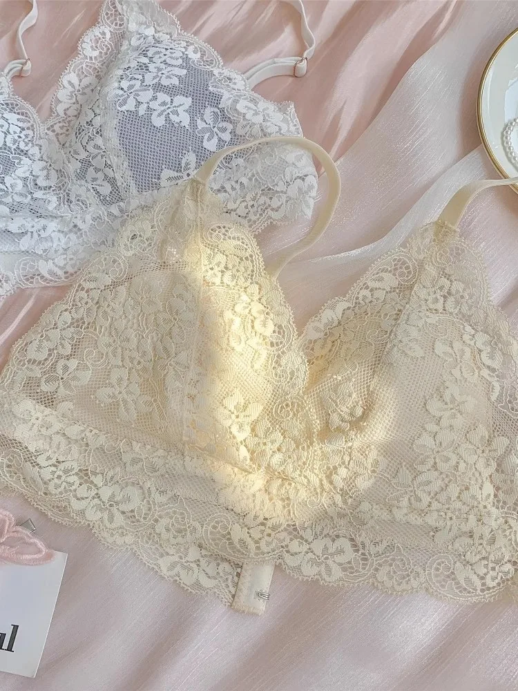 Französischer, kabelloser Minimizer-BH, dünne Triangel-Cup, große Brust, geraffte Unterstützung, kleiner Look, sommerliches, leichtes Bralette, ungefüttert