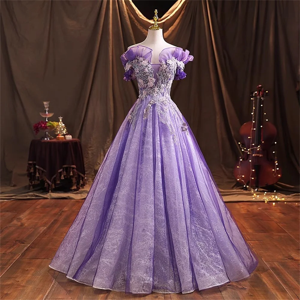 Customized Gorgeous Beading Princess Wedding Dress 2024 Europe New Bright Sequin Lace Skirt Wedding Gown   A092