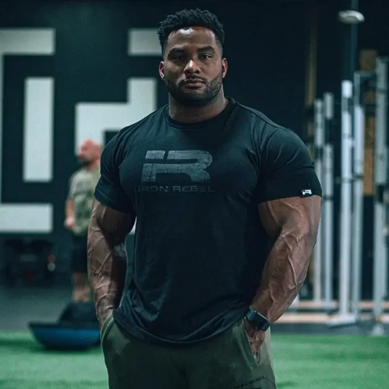 

2025 Summer Sports T-shirt Loose Round Neck Sweat Absorption Leisure Outdoor American Training Fitness Short Sleeve Trend Top