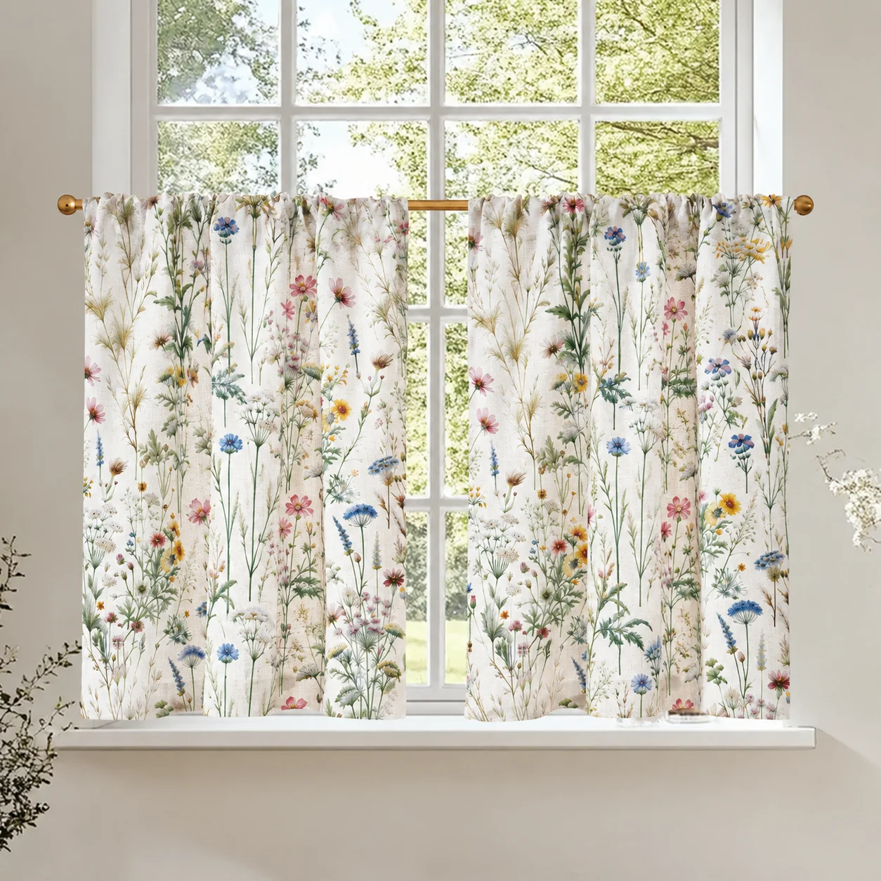 1pc French Lace Sheer Curtain, Bedroom Door Curtain, Arched Window Drapery, Vintage Embroidered Half Curtain, Cream Style Privac