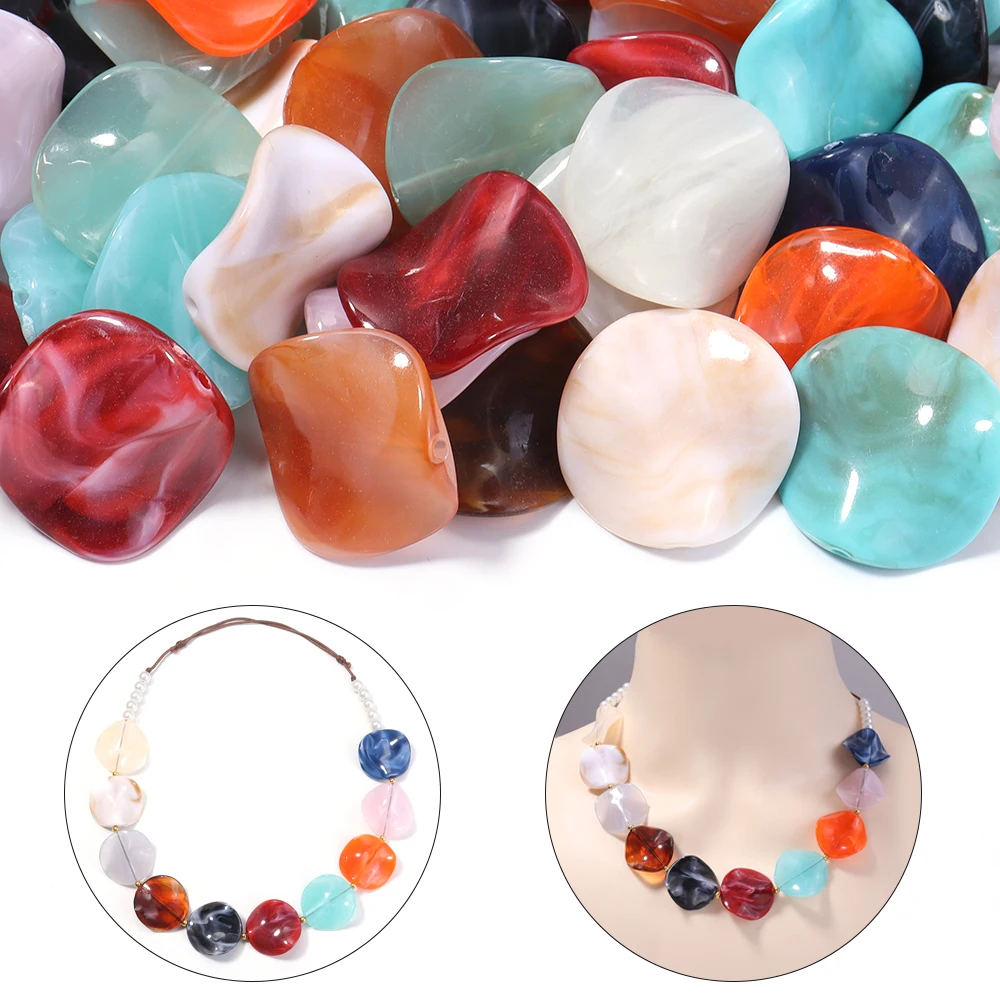 20pcs Irregular Double Colors Acrylic Beads for Jewelry Making Round Wave Meteorite Loose Spacer Beads DIY Bracelet Necklace