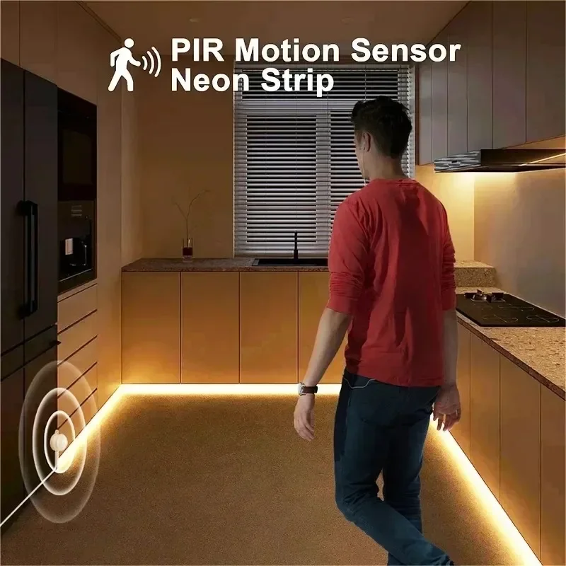 Smart PIR Motion Sensor LED Strip Lights DC5V USB Flexible LED Diode Tape Night Lamp Waterproof for Kitchen Stair Wardrobe Decor