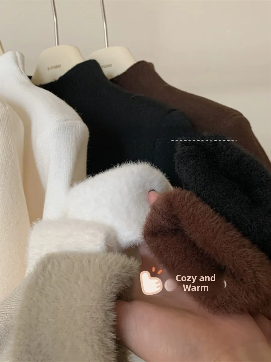 

Мягкий вязаный свитер Nouriing Ultra-Thi, внутренний водный кроличий мех, встроенный, теплый базовый слой, трикотаж свободной температуры