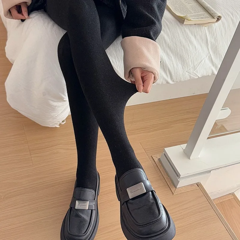 

Шерстяные плоские колготки женские однотонные универсальные колготки средней толщины матовая основа