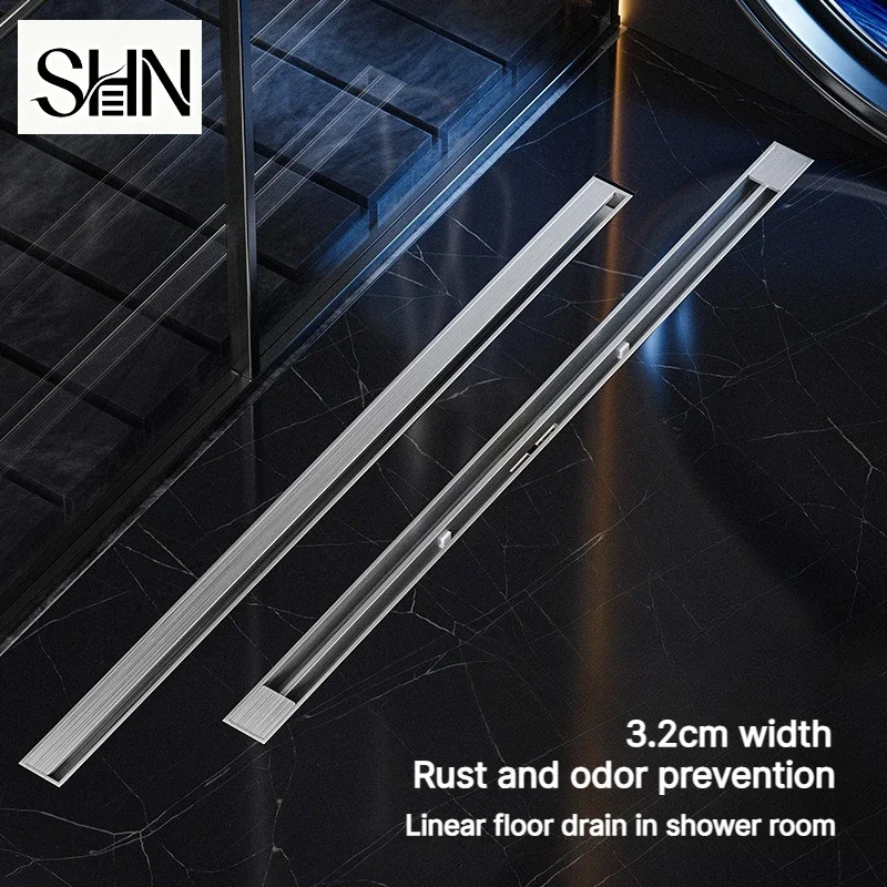 3.2cm Width, 304 Stainless Steel Ultra-narrow Linear Floor Drain, Linear Shower Drain for Hotel & Home Bathroom Shower Room