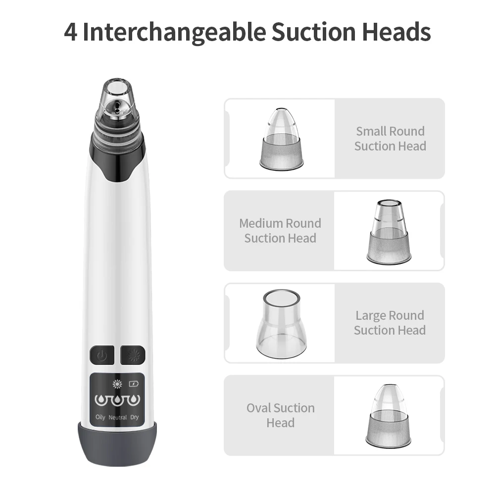 Electric Blackhead Remover Hot Compress Blackhead Remover Vacuum Suction Acne with 3 Adjustable Suction Levels & 4 Replaceable