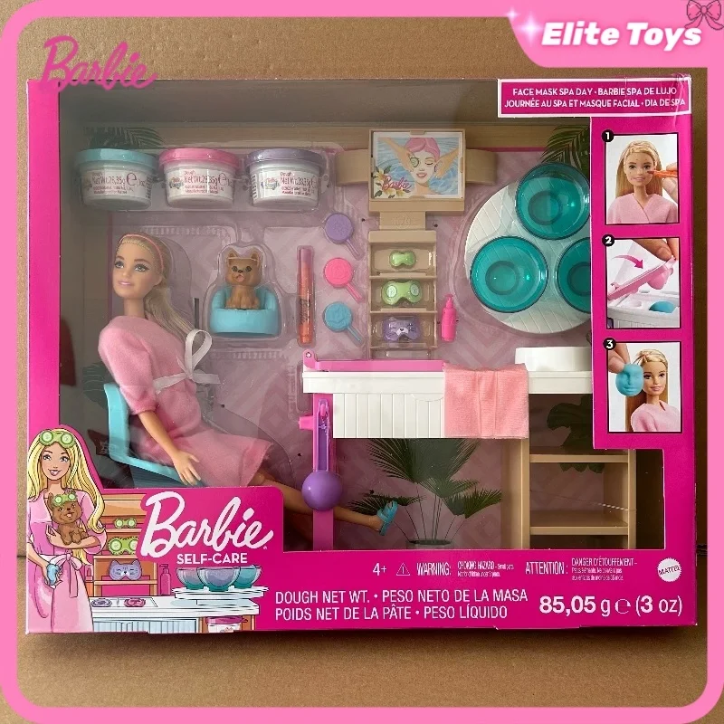 Barbie-Puppe, Gesichtsmaske, Spa-Spielzeug-Set, Selbstpflege Gjr84, Rollenspiel für Mädchen, reichhaltiges Zubehör, bewegliche Gelenke, Weihnachtsgeschenke für Mädchen