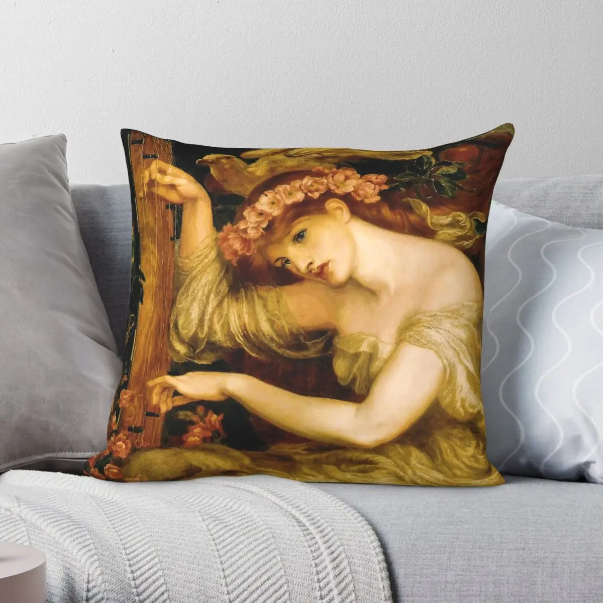 Dante Gabriel Rossetti A Sea-Spell Capa de almofada quadrada de poliéster, linho, veludo, decoração criativa, capa de almofada para casa, 45x45
